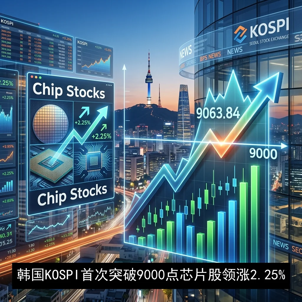韩国KOSPI首次突破9000点 芯片股领涨2.25%
